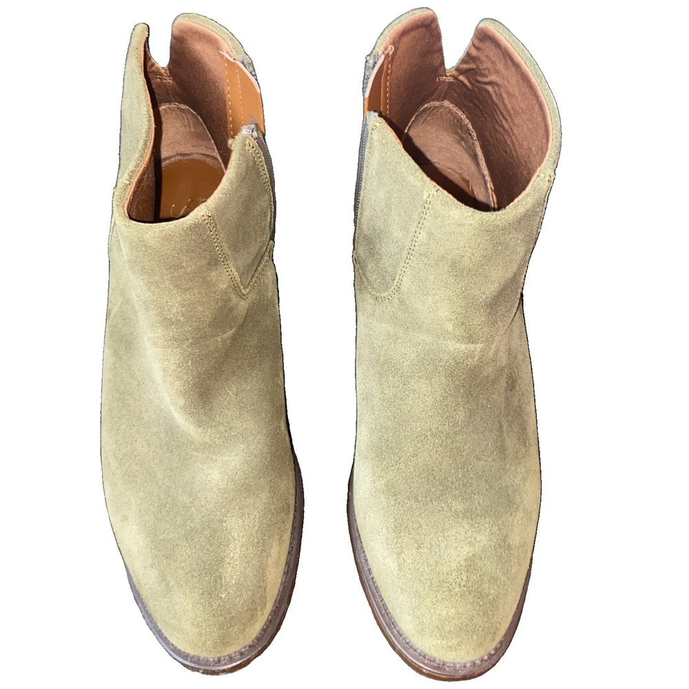 Franco Sarto Green Suede Ankle Boots Zip Round Toe Womens 8.5 Cowgirl
